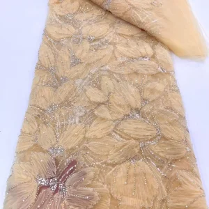 African Sequins Beaded Lace Fabrics 2025 High Quality Embroidery French Nigerian Lace Fabric For Wedding Sewing Material XY105