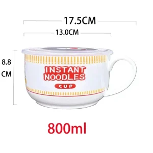 Creativity Lid Ceramics Instant Noodle Porridge Bowl Young Girl Dorm Room Student Office Super Large Japanese Cup lunch Bowl Mug