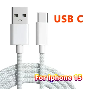 22.5W 3A USB to Type C Fast Charging Data Cable For iPhone 15/15 Pro/15 Pro Max/15 Plus Carplay Phone USB C Cord Nylon Braided