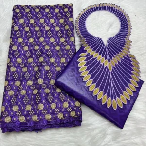 Sky Blue 2.5+2.5 Yards Swiss Voile Lace Fabric With Embroidered African Bazin Riche Fabric For Women Sewing Clothing Lace Fabric