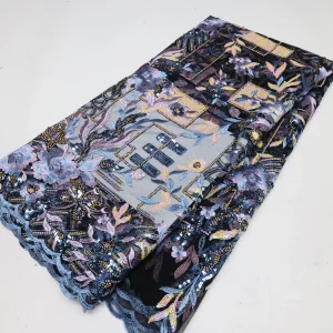 Nigerian Sequins Lace Fabric 2025 High Quality African Lace French Tulle Sequin Embroidery Lace Fabrics For Party Dress