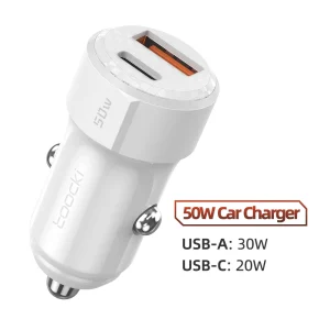Toocki 50W QC PD 3.0 Car Charger Quick Charge 4.0 USB Type C Car Fast Charging For iPhone 12 13 14 Huawei Samsung Xiaomi POCO