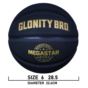 Size 7-29.5” Training Basketball In&Outdoor Black-Gold Composite Leather Team Ball Official Size 6&5 Street Basketball(Deflated)