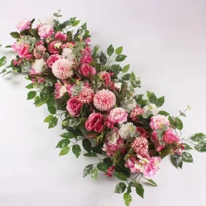 100cm Luxury White Rose Artificial Flower Row Wedding Table Centerpiece Flowers Backdrop Wall Arches Decor Party Stage Floral