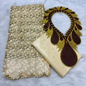 Sky Blue 2.5+2.5 Yards Swiss Voile Lace Fabric With Embroidered African Bazin Riche Fabric For Women Sewing Clothing Lace Fabric