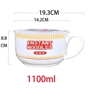 Creativity Lid Ceramics Instant Noodle Porridge Bowl Young Girl Dorm Room Student Office Super Large Japanese Cup lunch Bowl Mug