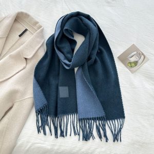 Thickened Double-sided Two-tone Wool Scarf Versatile Solid-color Tassel Shawl For Warmth And Style