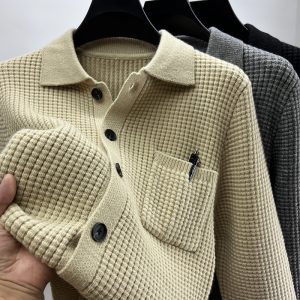 Casual Solid-Color Pocket Lapel Knit Sweater Coat