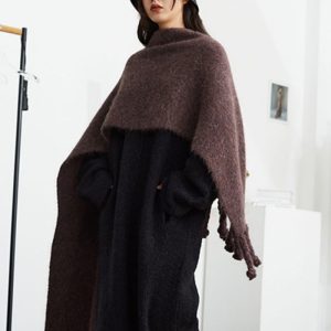 Heavy-duty Alpaca Wool Handcrafted Tassel Scarf, Long Style