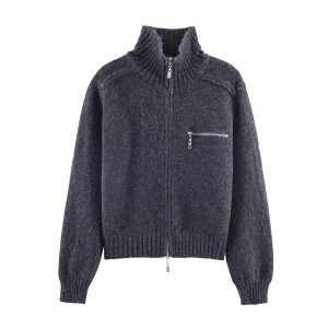 Double Zipper Design For Knitted Sweater Jacket