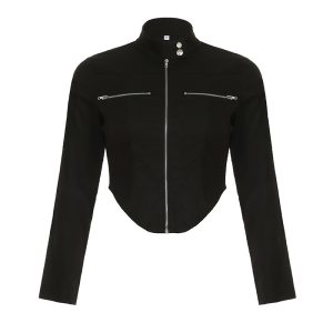 New Stand-up Collar Slim Fit Short Zipper Jacket