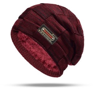 Fleece-lined Warm Knitted Mens Outdoor Beanie For Fall And Winter