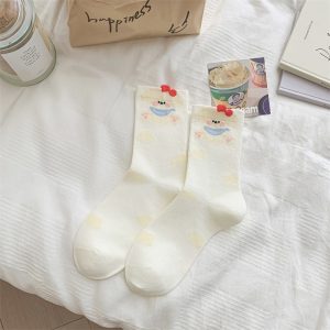 Polka-dot Color-blocked Boneless Cotton Socks