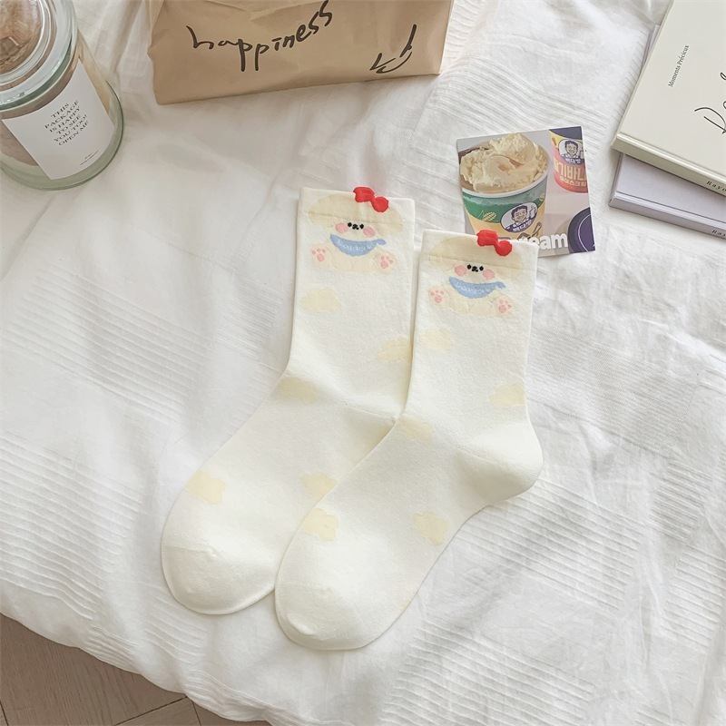 Polka-dot Color-blocked Boneless Cotton Socks - الصورة 6