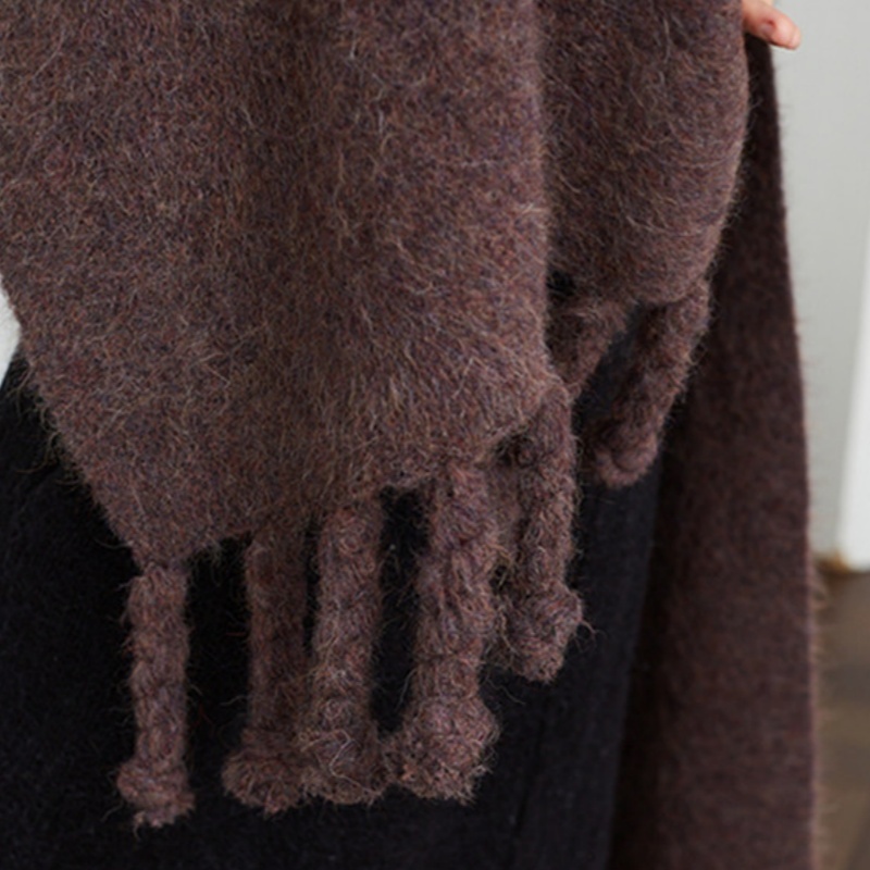 Heavy-duty Alpaca Wool Handcrafted Tassel Scarf, Long Style - الصورة 6