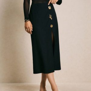 Womens Hip-hugging Skirt With A Slit Design