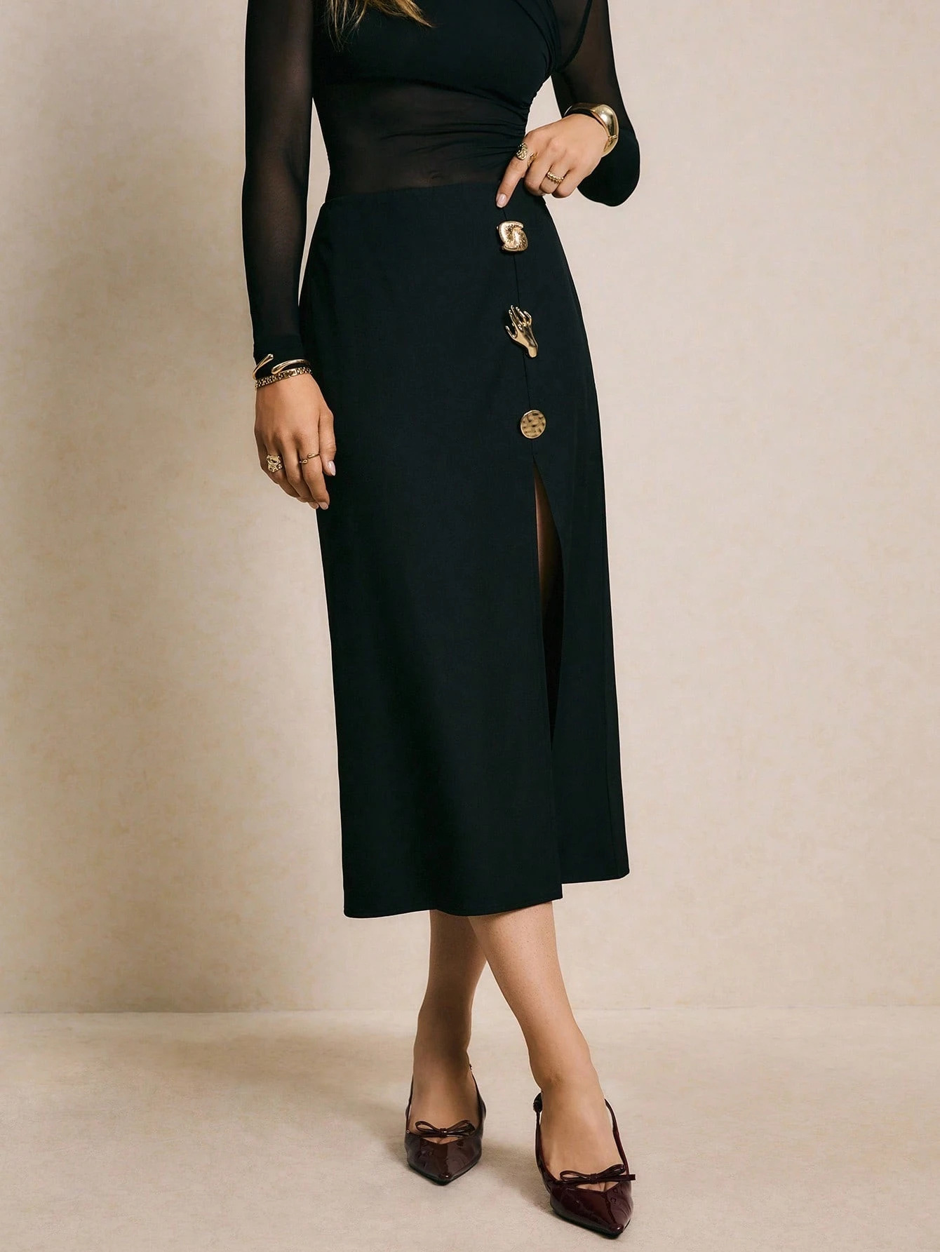 Womens Hip-hugging Skirt With A Slit Design - الصورة 6