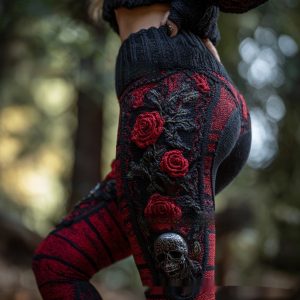 Womens Retro Casual Sports Leggings With 3D Digital Print