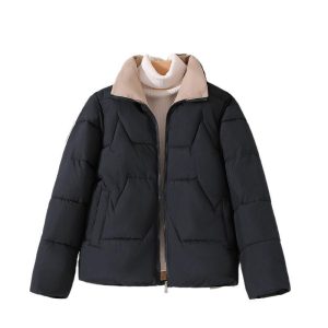 Womens Versatile Cropped Cotton-padded Jacket