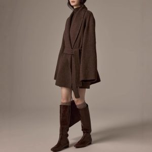 Spot Design Short Double-faced Wool Coat For Petite