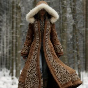 Long Loose-fitting Hooded Coat With A 3D Digital Print