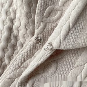 Womens Knitted Jacquard Lapel Fitted Waist Long Sleeve Coat