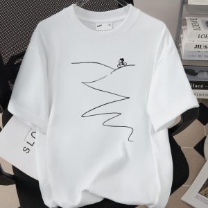 Womens Creative Printed T-Shirt Loose-Fit Top