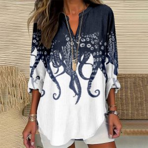 Womens Fashion Long-sleeve 3D Digital Shirt