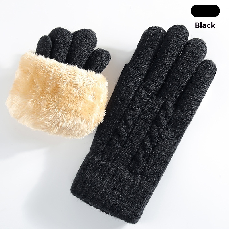 Double-layer Fleece-lined Warm And Cold-proof Knitted Gloves - Image 6