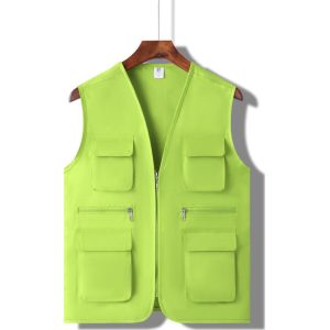 Thickened MultiPocket Vest With Printed Letters