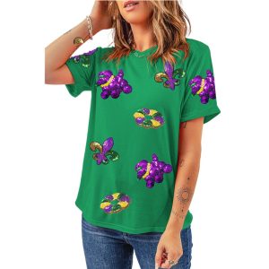 Solid-color Casual T-shirt Pullover Crew-neck Top For Women