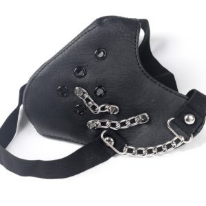 Skull Riding Leather Black Half Face Mask