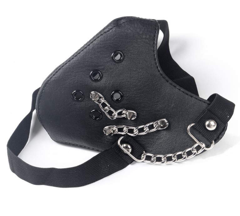 Skull Riding Leather Black Half Face Mask - Image 8