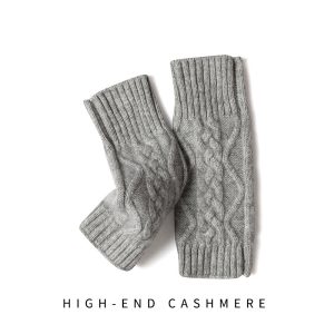 Solid Color Knitted Cashmere Fingerless Gloves