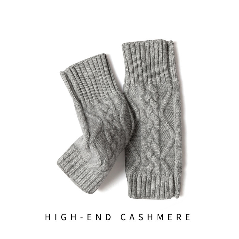 Solid Color Knitted Cashmere Fingerless Gloves - الصورة 5