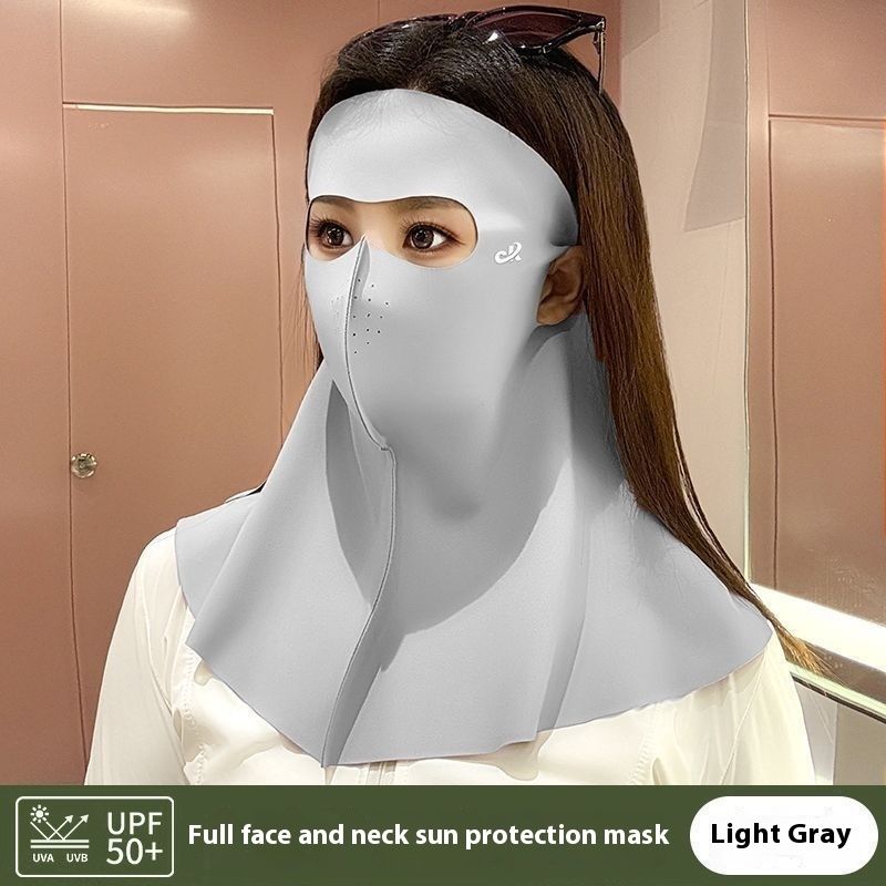 Summer Ice Silk Full Face Seamless Neck And Forehead Integrated Sun Mask - الصورة 8