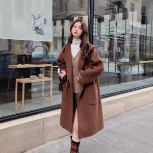 Wool Mid-length Hooded Wool Coat