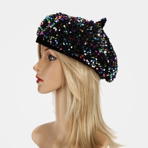 New FallWinter Sequined Trendy Versatile Personalized Pumpkin Hat For Women
