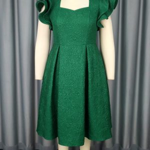 Lotus Leaf Three-dimensional Sleeves A- Hem Slimming Evening Dress