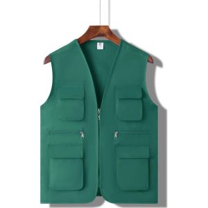 Thickened MultiPocket Vest With Printed Letters