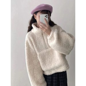 Womens HighEnd HalfZip StandUp Collar Sweatshirt