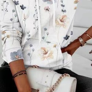 Womens Casual Printed Hoodie With Pockets