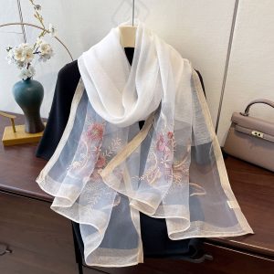 Fashionable Embroidered Long Jacquard Wrap Scarf