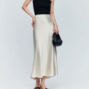 Water-wave-patterned Midi Skirt