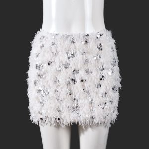 Ins-style Beaded Fluffy Sexy Low-rise Skirt For Women