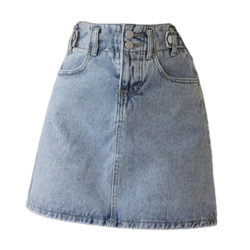 New High-waisted Slimming A-line Denim Skirt - Image 5