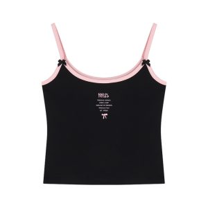 Letter-printed Cropped Camisole With A Bow A Sexy White Top