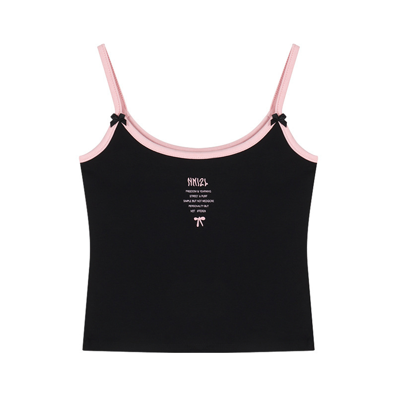 Letter-printed Cropped Camisole With A Bow A Sexy White Top - الصورة 8