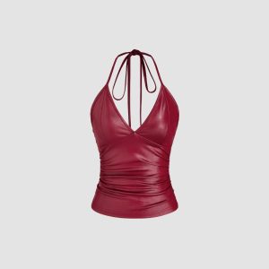 Womens Leather Camisole Top Versatile And Easy To Style