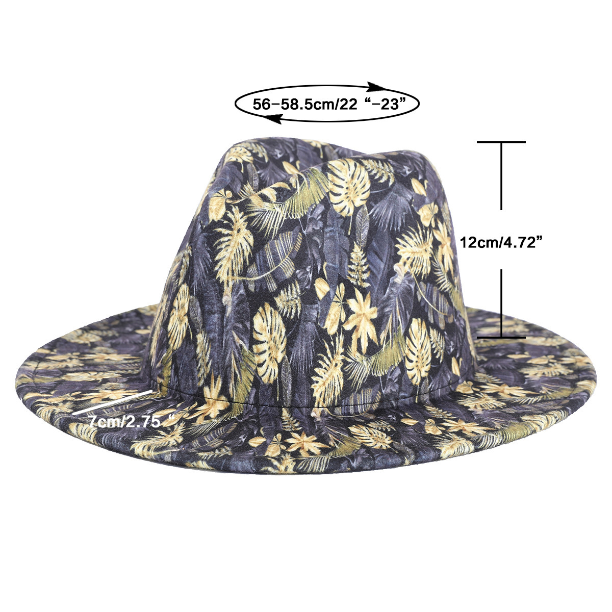 Stylish Leaf-Print Sun-Protective Wide-Brim Gentlemans Hat - Image 2